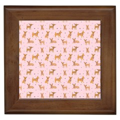 Cute Chihuahua With Sparkles On A Pink Background Framed Tile by SychEva