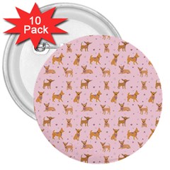 Cute Chihuahua With Sparkles On A Pink Background 3  Buttons (10 Pack)  by SychEva