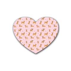 Cute Chihuahua With Sparkles On A Pink Background Heart Coaster (4 Pack)  by SychEva