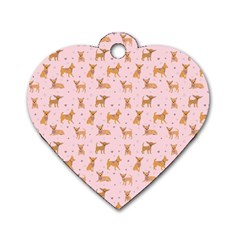 Cute Chihuahua With Sparkles On A Pink Background Dog Tag Heart (one Side) by SychEva