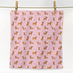 Cute Chihuahua With Sparkles On A Pink Background Face Towel by SychEva