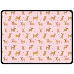 Cute Chihuahua With Sparkles On A Pink Background Fleece Blanket (large)  by SychEva