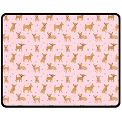 Cute Chihuahua With Sparkles On A Pink Background Fleece Blanket (medium)  by SychEva