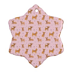 Cute Chihuahua With Sparkles On A Pink Background Ornament (snowflake) by SychEva