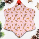 Cute Chihuahua With Sparkles On A Pink Background Snowflake Ornament (Two Sides) Front