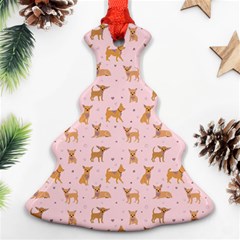 Cute Chihuahua With Sparkles On A Pink Background Christmas Tree Ornament (two Sides) by SychEva