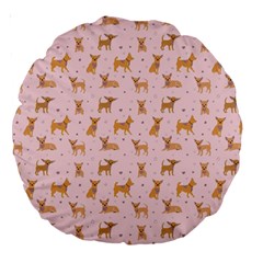 Cute Chihuahua With Sparkles On A Pink Background Large 18  Premium Round Cushions by SychEva