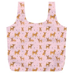 Cute Chihuahua With Sparkles On A Pink Background Full Print Recycle Bag (xl) by SychEva