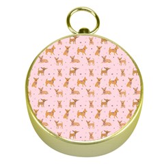 Cute Chihuahua With Sparkles On A Pink Background Gold Compasses by SychEva