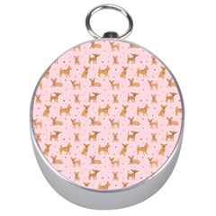 Cute Chihuahua With Sparkles On A Pink Background Silver Compasses by SychEva