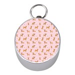 Cute Chihuahua With Sparkles On A Pink Background Mini Silver Compasses Front