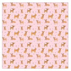 Cute Chihuahua With Sparkles On A Pink Background Large Satin Scarf (square) by SychEva