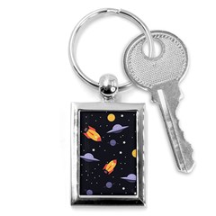 Cosmos Rockets Spaceships Ufos Key Chain (rectangle) by Amaryn4rt