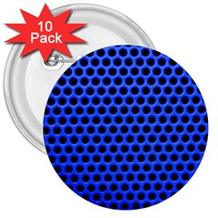 Metallic Mesh Screen-blue 3  Buttons (10 Pack)  by impacteesstreetweareight