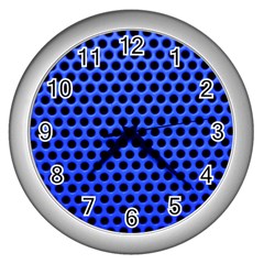 Metallic Mesh Screen-blue Wall Clock (silver) by impacteesstreetweareight