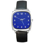 Metallic Mesh Screen-blue Square Metal Watch Front