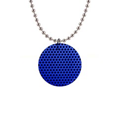 Metallic Mesh Screen-blue 1  Button Necklace by impacteesstreetweareight