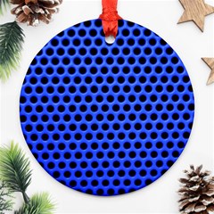 Metallic Mesh Screen-blue Round Ornament (two Sides) by impacteesstreetweareight