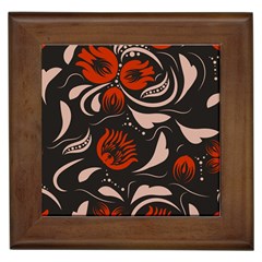 Folk Flowers Pattern Floral Surface Design Seamless Pattern Framed Tile by Eskimos