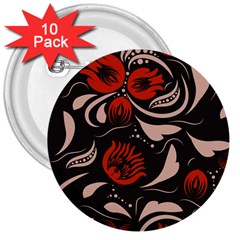 Folk Flowers Pattern Floral Surface Design Seamless Pattern 3  Buttons (10 Pack)  by Eskimos