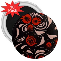 Folk Flowers Pattern Floral Surface Design Seamless Pattern 3  Magnets (10 Pack)  by Eskimos