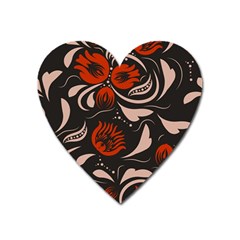 Folk Flowers Pattern Floral Surface Design Seamless Pattern Heart Magnet by Eskimos