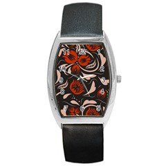 Folk Flowers Pattern Floral Surface Design Seamless Pattern Barrel Style Metal Watch by Eskimos