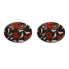 Folk Flowers Pattern Floral Surface Design Seamless Pattern Cufflinks (oval) by Eskimos