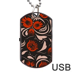 Folk Flowers Pattern Floral Surface Design Seamless Pattern Dog Tag Usb Flash (two Sides) by Eskimos