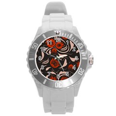 Folk Flowers Pattern Floral Surface Design Seamless Pattern Round Plastic Sport Watch (l) by Eskimos