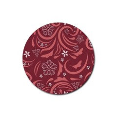 Folk Flowers Pattern Floral Surface Design Seamless Pattern Rubber Coaster (round)  by Eskimos