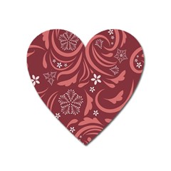 Folk Flowers Pattern Floral Surface Design Seamless Pattern Heart Magnet by Eskimos