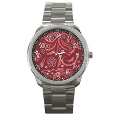 Folk Flowers Pattern Floral Surface Design Seamless Pattern Sport Metal Watch by Eskimos