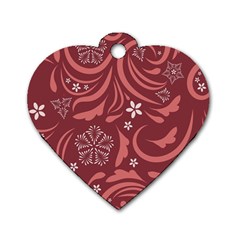 Folk Flowers Pattern Floral Surface Design Seamless Pattern Dog Tag Heart (two Sides) by Eskimos