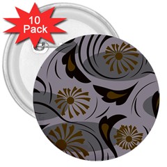 Folk Flowers Pattern Floral Surface Design Seamless Pattern 3  Buttons (10 Pack)  by Eskimos