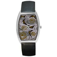 Folk Flowers Pattern Floral Surface Design Seamless Pattern Barrel Style Metal Watch by Eskimos