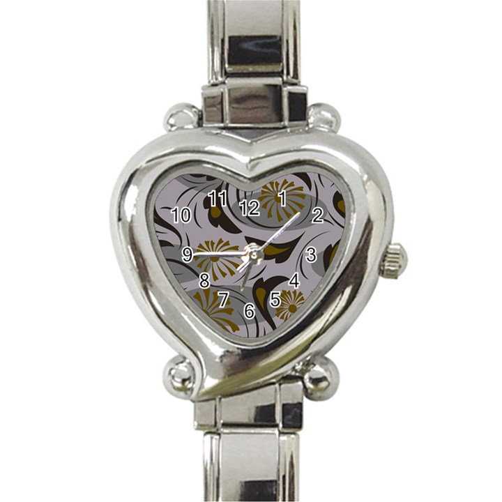 Folk flowers pattern Floral surface design Seamless pattern Heart Italian Charm Watch