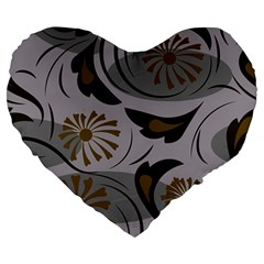 Folk Flowers Pattern Floral Surface Design Seamless Pattern Large 19  Premium Flano Heart Shape Cushions by Eskimos