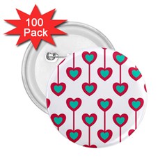 Red Hearts On A White Background 2 25  Buttons (100 Pack)  by SychEva