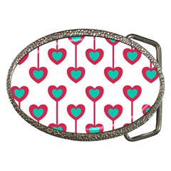 Red Hearts On A White Background Belt Buckles by SychEva