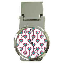 Red Hearts On A White Background Money Clip Watches by SychEva