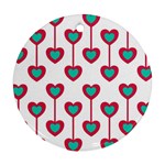 Red Hearts On A White Background Round Ornament (Two Sides) Front