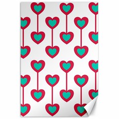 Red Hearts On A White Background Canvas 20  X 30 