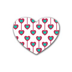 Red Hearts On A White Background Heart Coaster (4 Pack)  by SychEva