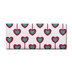 Red Hearts On A White Background Hand Towel by SychEva