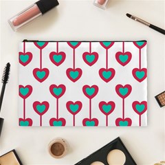 Red Hearts On A White Background Cosmetic Bag (large) by SychEva