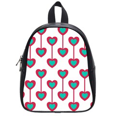 Red Hearts On A White Background School Bag (small) by SychEva