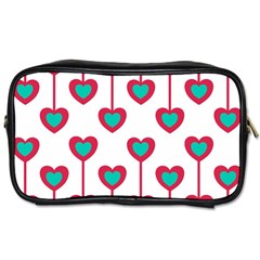 Red Hearts On A White Background Toiletries Bag (one Side) by SychEva