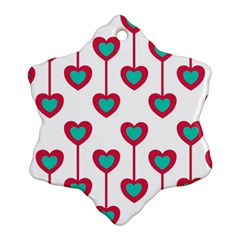 Red Hearts On A White Background Snowflake Ornament (two Sides) by SychEva