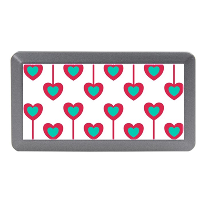 Red Hearts On A White Background Memory Card Reader (Mini)